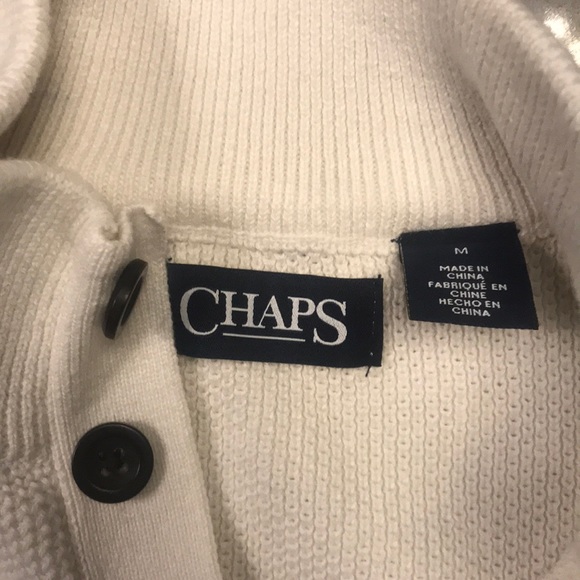 🛑SOLD🛑 CHAPS White Knit Henley Sweater - Picture 4 of 4